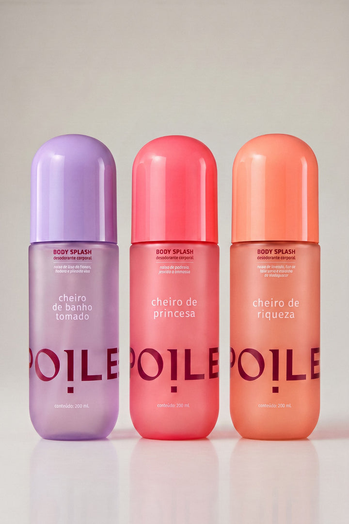 Kit 3 Body Splashes: Cheiro de Riqueza, Cheiro de Banho Tomado e Cheiro de Princesa